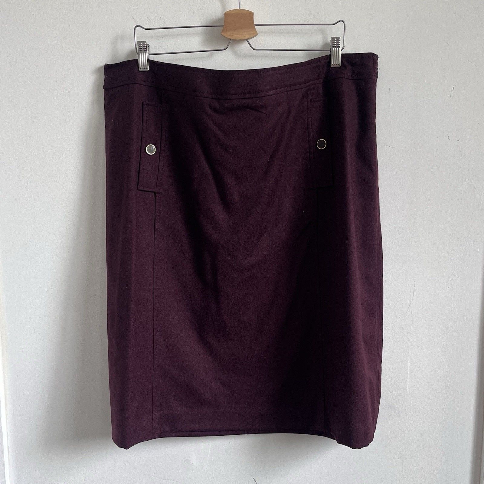 Talbots Womens Sz 20 Flannel 99% Wool A-Line Dress Skirt Purple Burgundy Eggplan